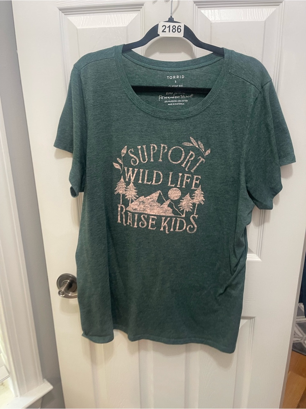 torrid Forest Green Tee with Pale Pink Graphic